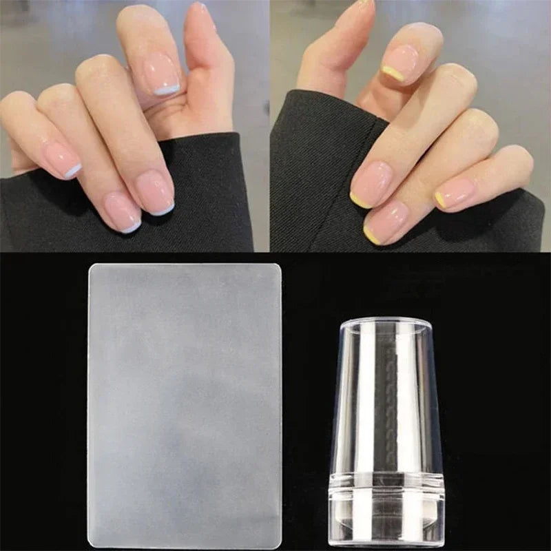 Silicone Transparent Nail Stamper & Scraper – DIY French Manicure Stamping Kit