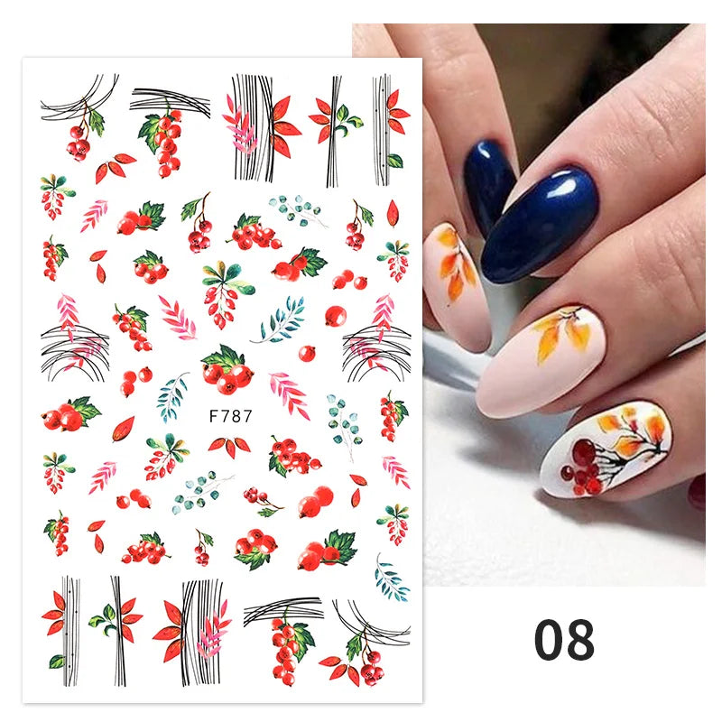 3D Fashion Poster Portrait Flower Nail Art Stickers – DIY Nail Decals