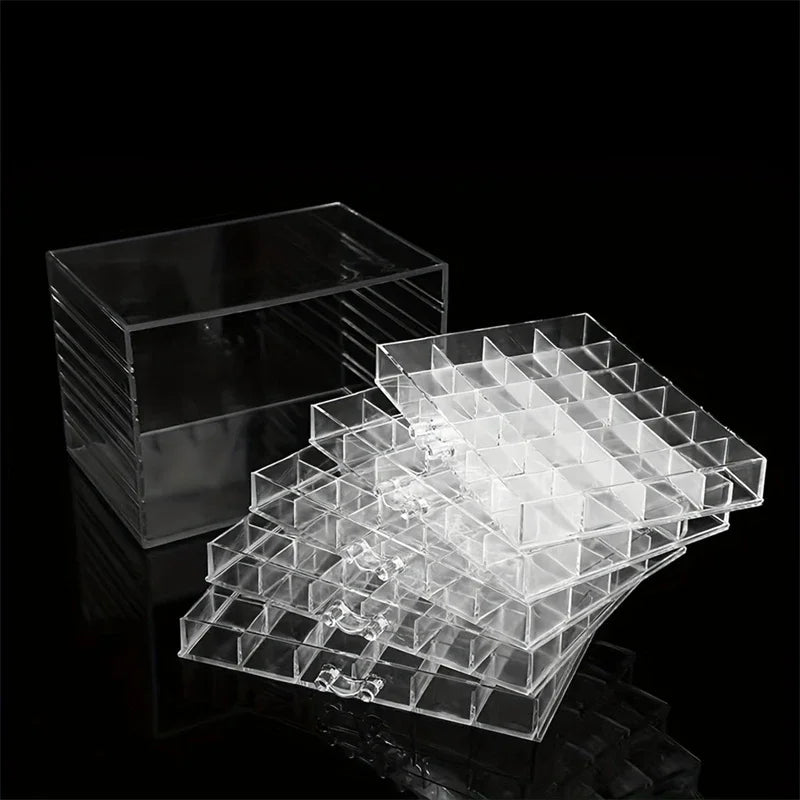 72/79/120 Grids Acrylic Organizer Box with Drawers – Transparent Nail Art Storage