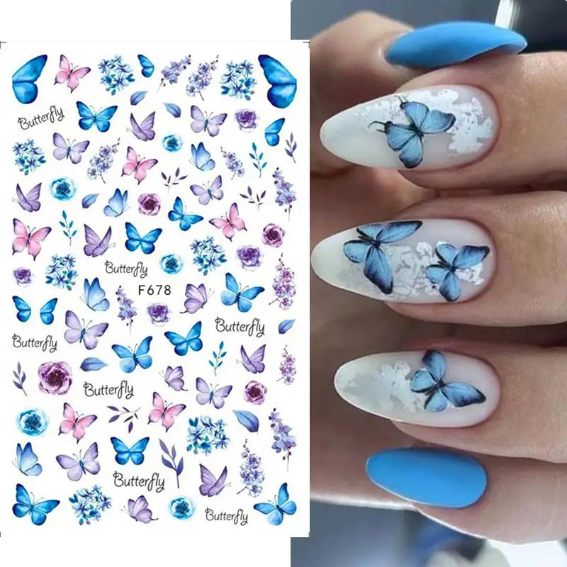 3D Fashion Poster Portrait Flower Nail Art Stickers – DIY Nail Decals