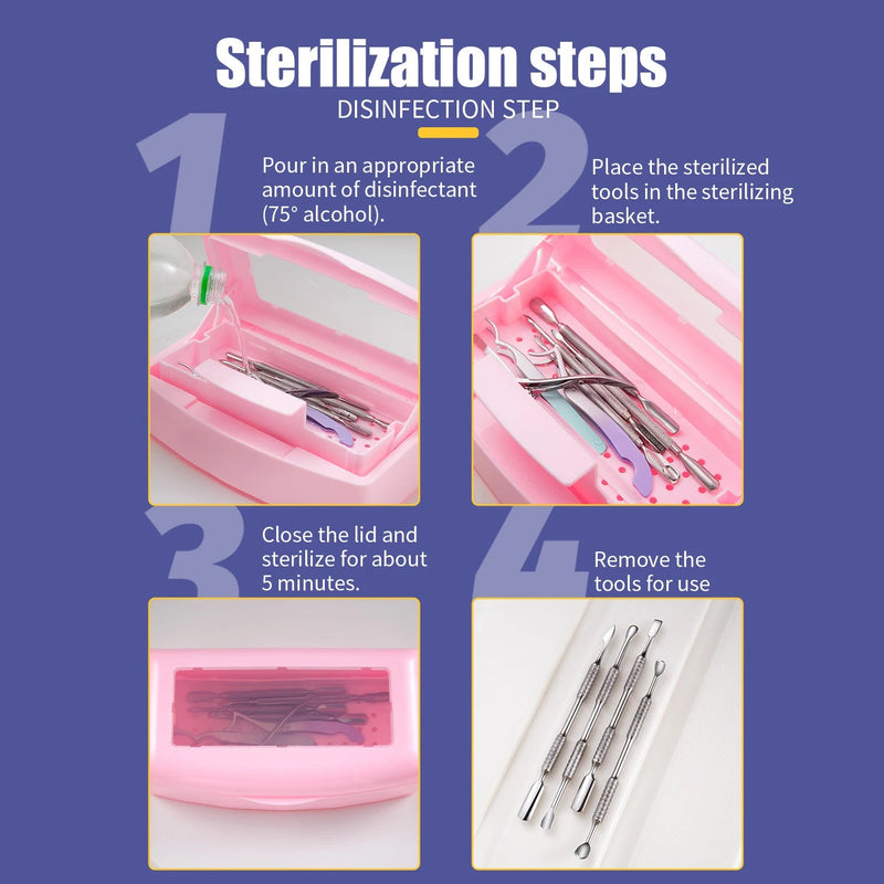 Manicure Tools Sterilizing Tray – Professional Nail Tool Disinfection & Storage Box