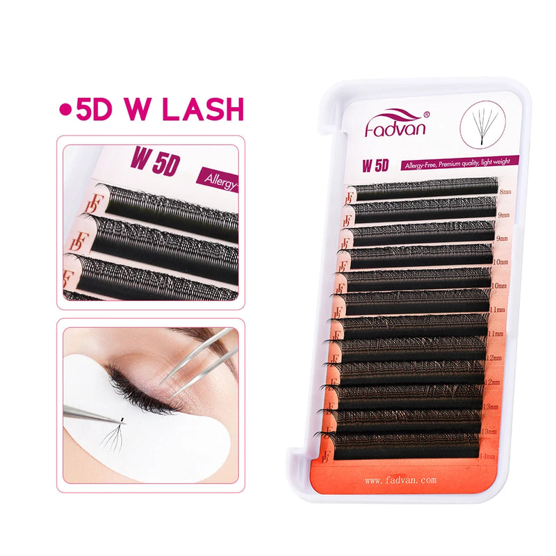 FADVAN W-Shaped Premade Volume Fans – 2D to 8D Faux Mink Eyelash Extensions