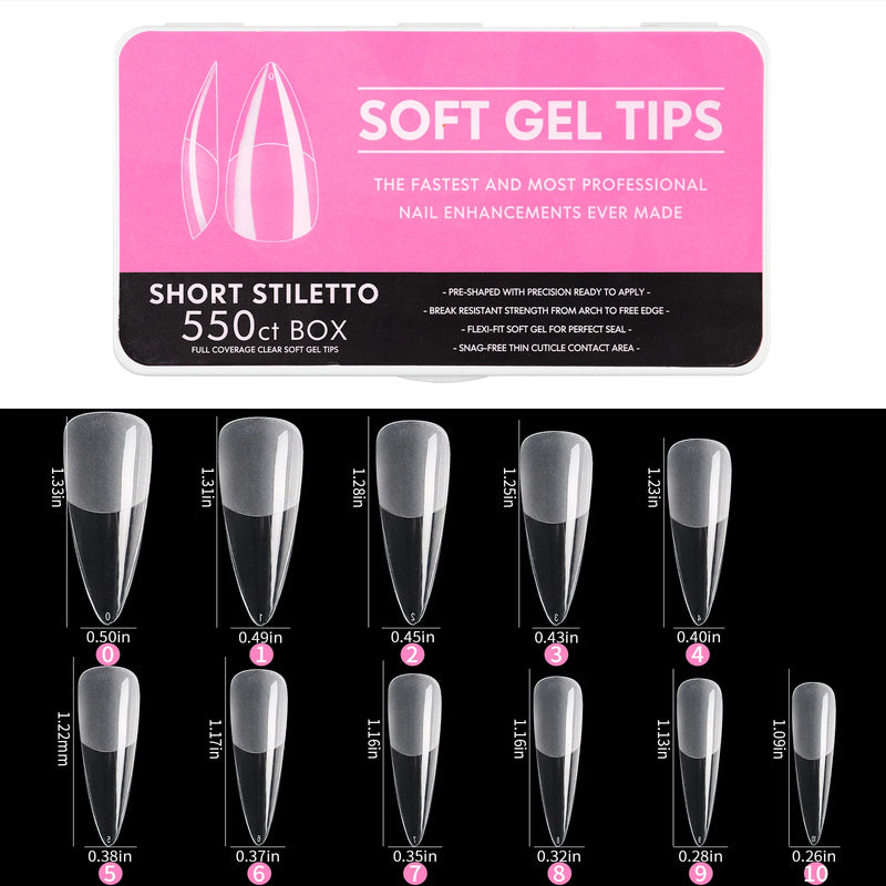 1 Box Clear Acrylic Long Fake Nail Tips – Full & Half Cover Soft Gel Tips for Almond & Coffin Shape