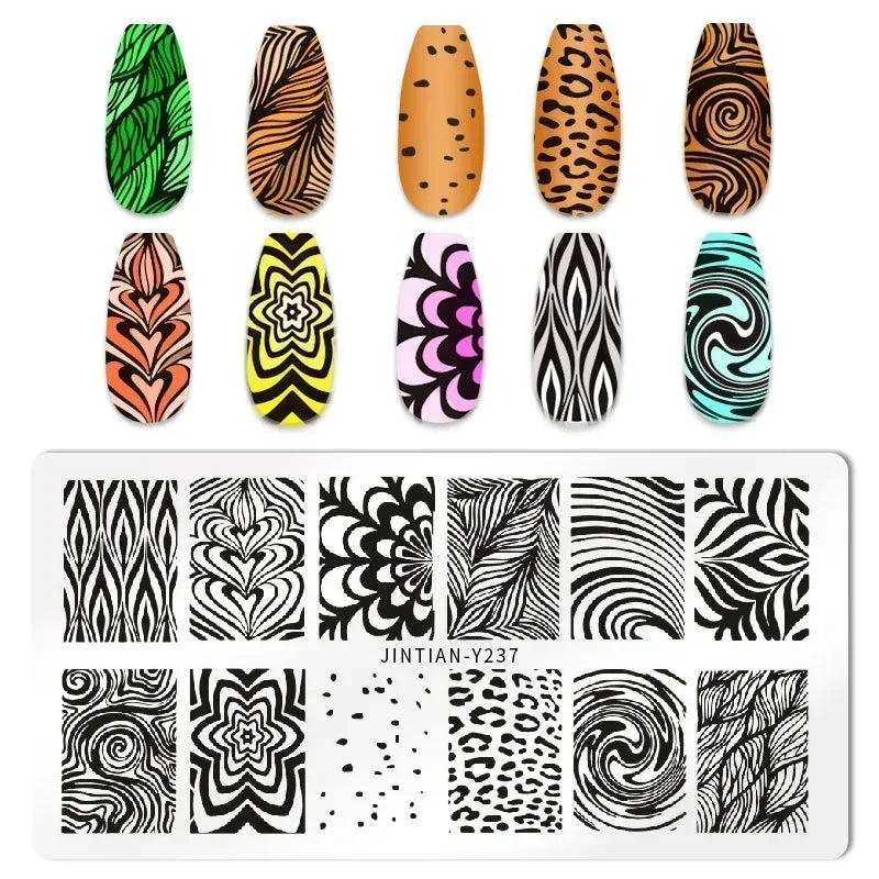 Nail Stamping Plates – Animal Prints, Letters, Hearts, Flowers & More – Stencil for Nail Art Designs