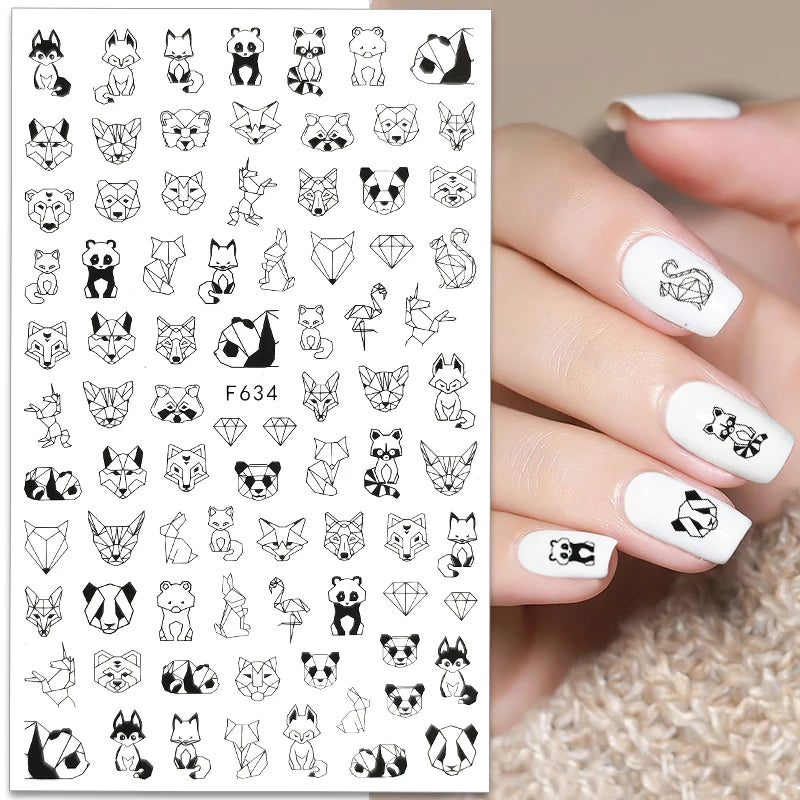 3D Fashion Poster Portrait Flower Nail Art Stickers – DIY Nail Decals