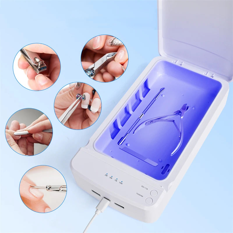 UV Nail Tools Sterilizer Box – Multi-Function LED Sterilization with Aromatherapy