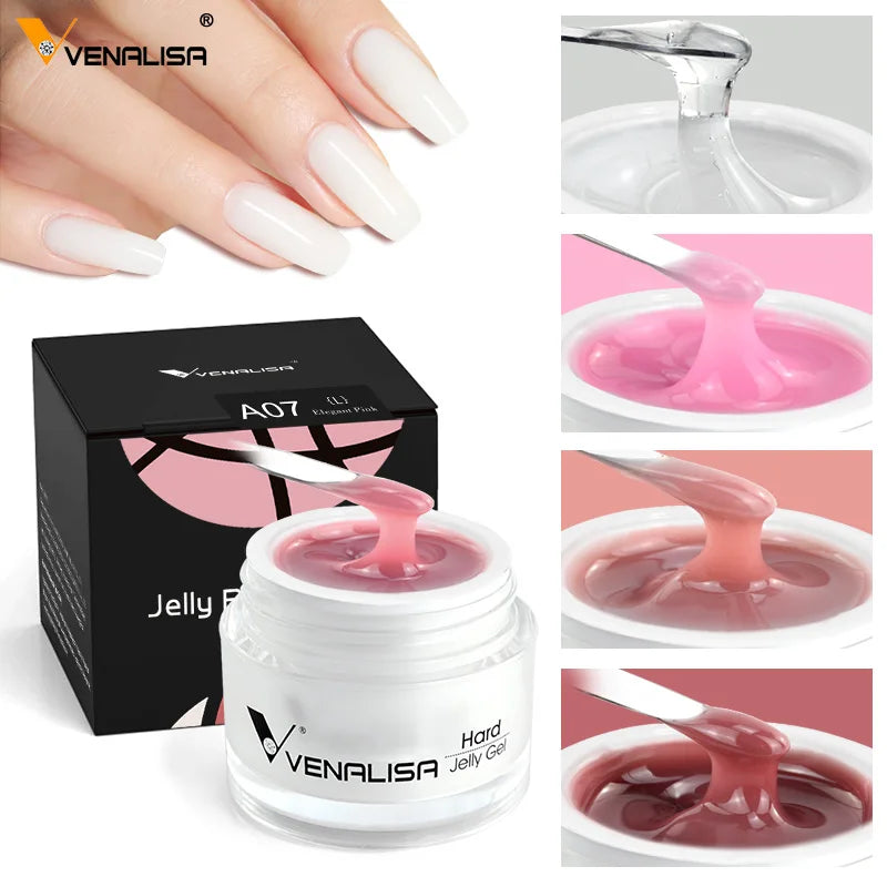 Venalisa 50ml Jelly Nail Extension Gel – Clear & Natural Soak-Off UV Builder Gel for French Nails