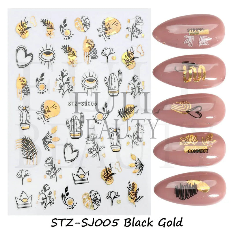 3D Nail Stickers – Self-Adhesive Nail Decals for DIY Manicure & Nail Art Decoration