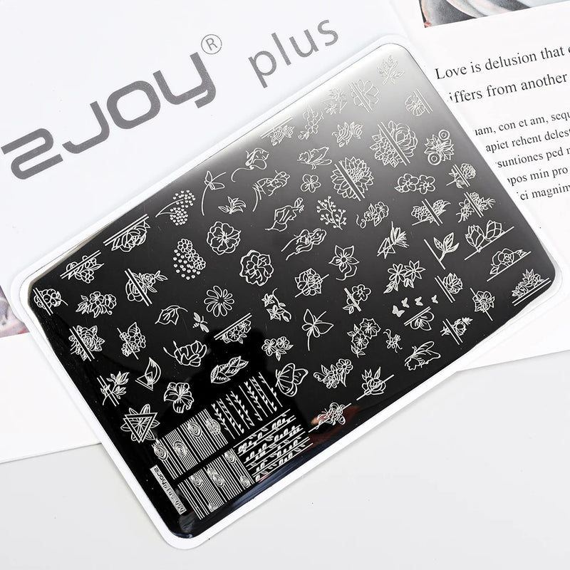 14.5x9.5cm French Snowflakes Nail Stamping Plate – Stainless Steel Nail Art Design Template Tool