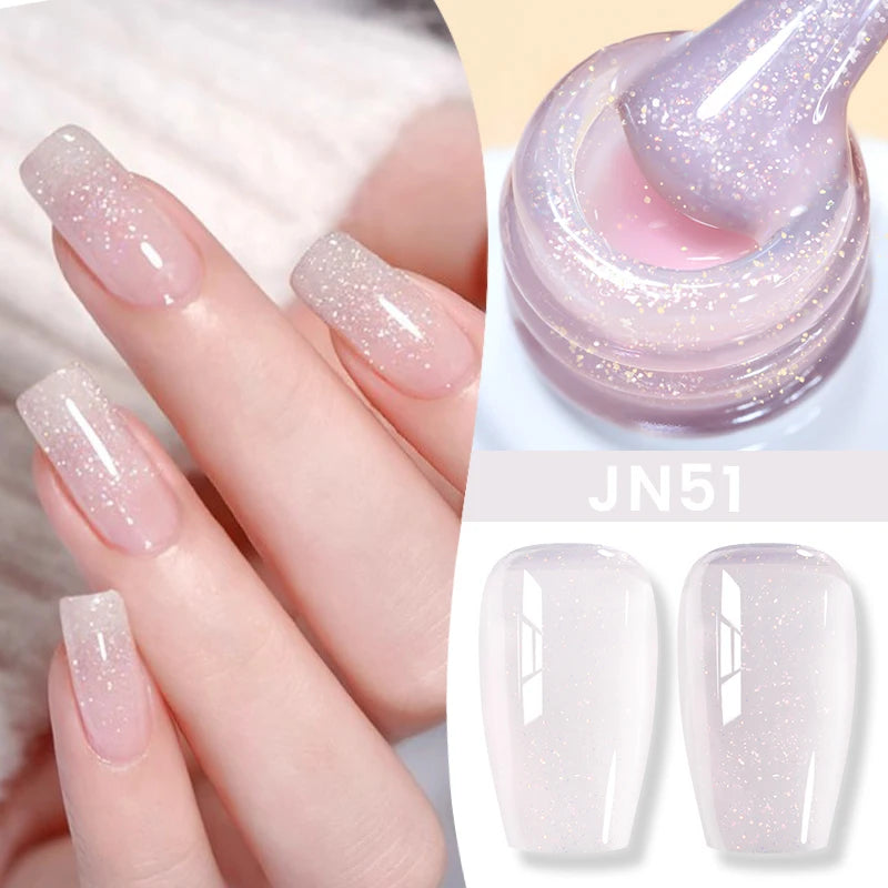 BORN PRETTY Jelly Nude Gel Nail Polish 10ml - Light Pink Peach Translucent UV Gel Varnish