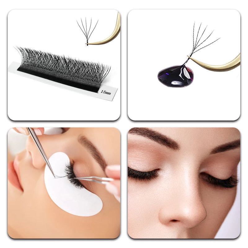 JB Jeyelabeau 3D-6D W Shape Premade Volume Fans – Soft, Natural Curl Eyelash Extensions