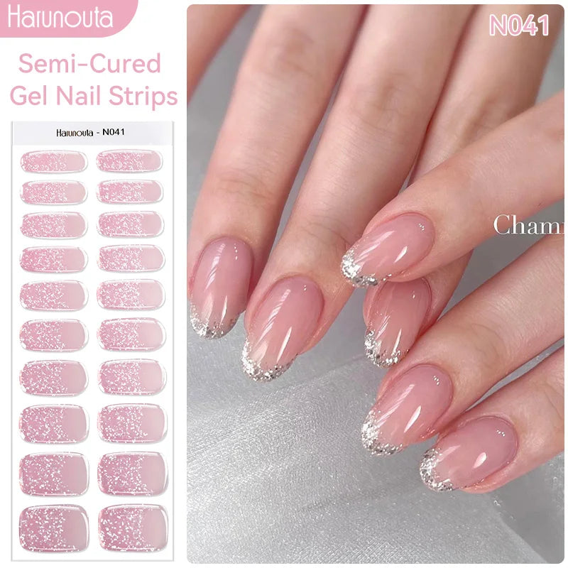 Harunouta Milky Jelly White Semi-Cured Gel Nail Wraps – 20 Tips