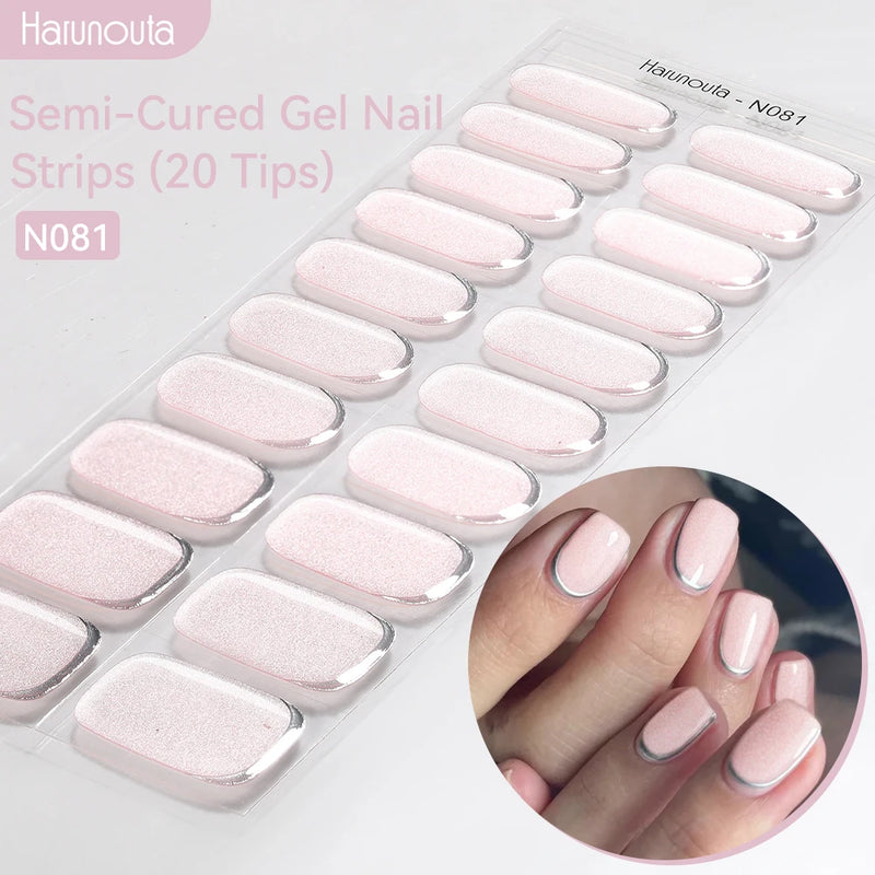 Harunouta Milky Jelly White Semi-Cured Gel Nail Wraps – 20 Tips