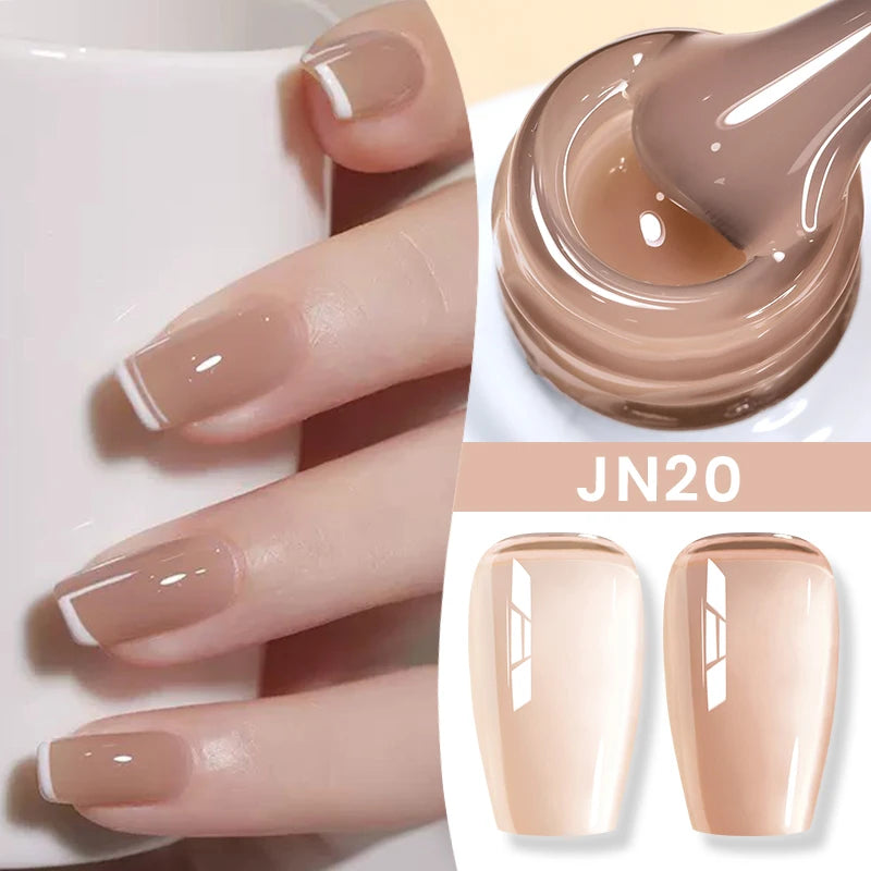 BORN PRETTY Jelly Nude Gel Nail Polish 10ml - Light Pink Peach Translucent UV Gel Varnish