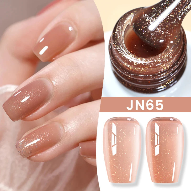 BORN PRETTY Jelly Nude Gel Nail Polish 10ml - Light Pink Peach Translucent UV Gel Varnish