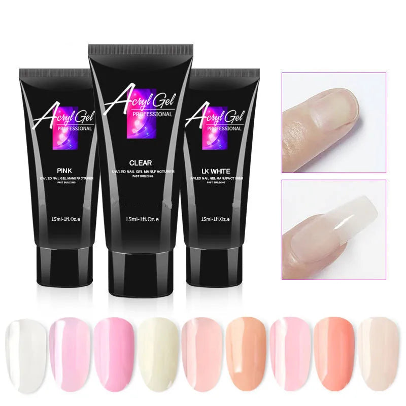 Crystal Extend UV Nail Gel - 15ml Jelly UV LED Quick Extension Gel for Acrylic Tips, Nail Decoration