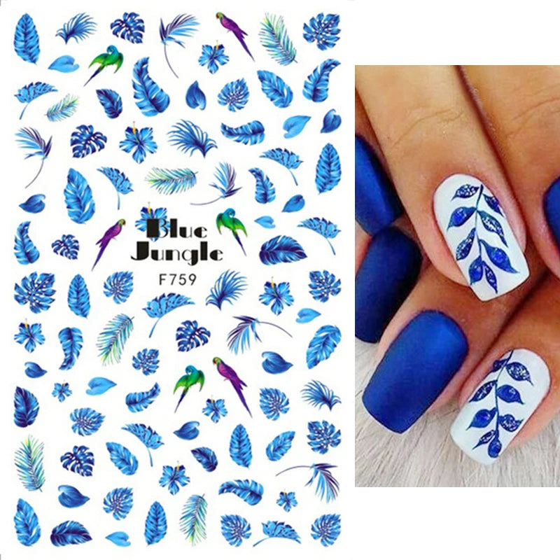 3D Fashion Poster Portrait Flower Nail Art Stickers – DIY Nail Decals