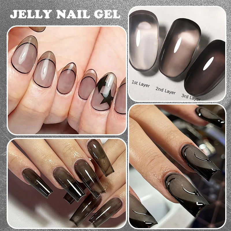 BORN PRETTY Black Jelly Nude Gel Nail Polish – 10ml 74 Colours, Semi-Permanent UV Gel Polish