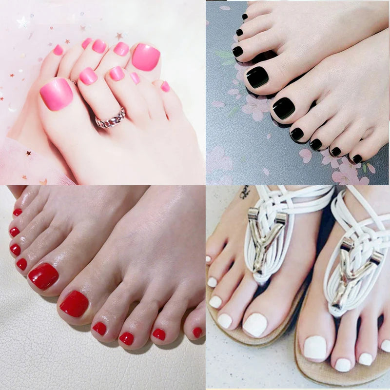 5 Sets/lot Full Cover Toe Nail Tips Detachable Short Acrylic Toe Nails Artificial Toe False Nails