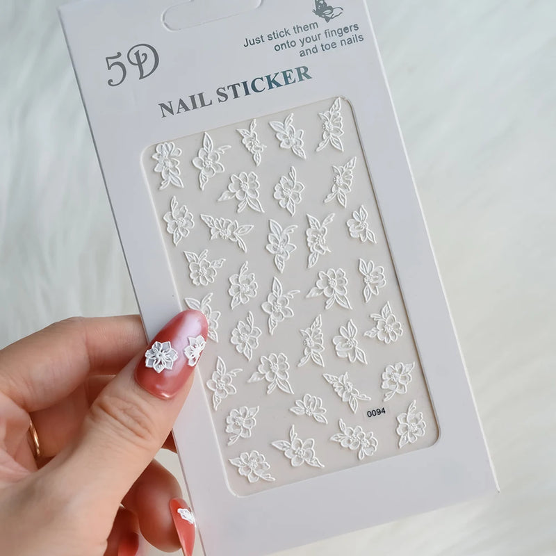 PC 3D Macaron Flower/Fruit Nail Charms Sticker - Embossed Designs Slider Decals