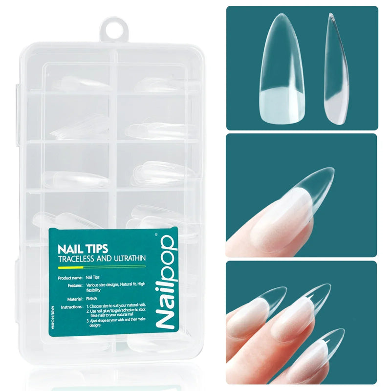 Nailpop 120pcs Gel X Nail Tips – Medium/Short Almond & Square Soft Gel Tips