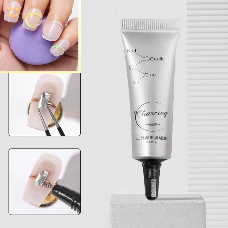 15g 3D Nail Model Gel – Super Strong Rhinestone Glue for Nail Charms, Magic Mirror Powder & Manicure Styling Gel