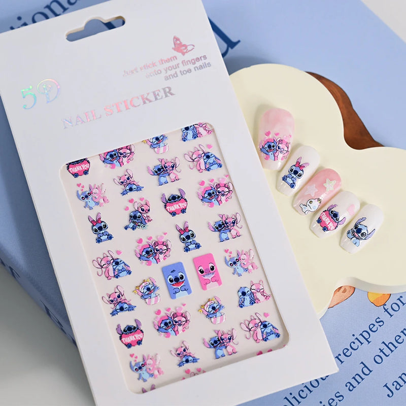 1pc Cartoon Mini Nail Stickers – 3D Cartoon Decal Stickers for Nail Art Decorations