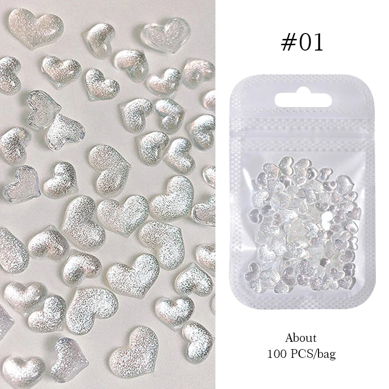 Mix Colour Jelly Ribbon Bowknot & Pearl Nail Charms – 3D Nail Art Decorations