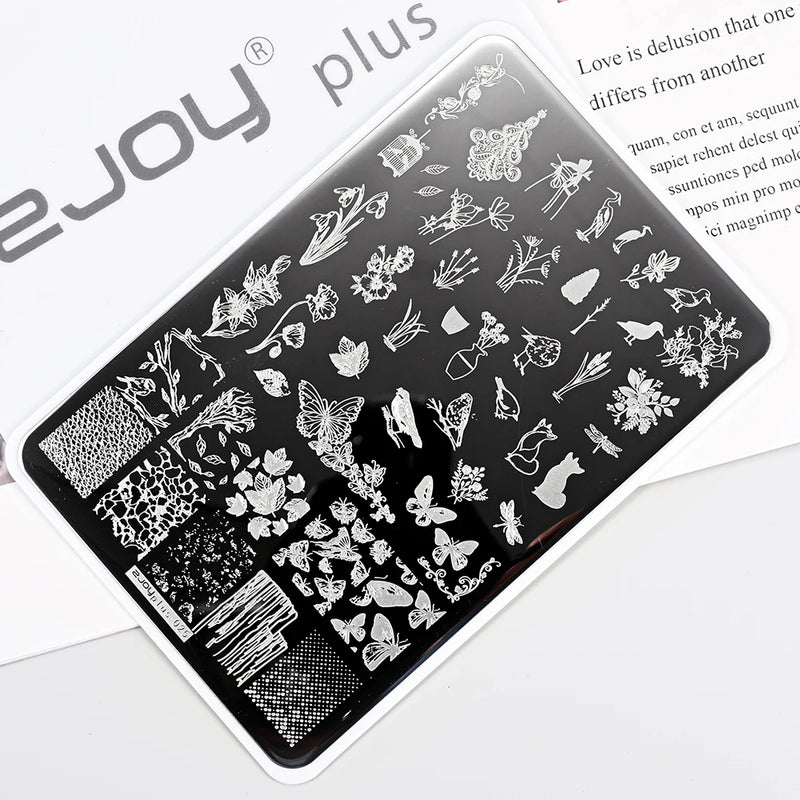 14.5x9.5cm French Snowflakes Nail Stamping Plate – Stainless Steel Nail Art Design Template Tool