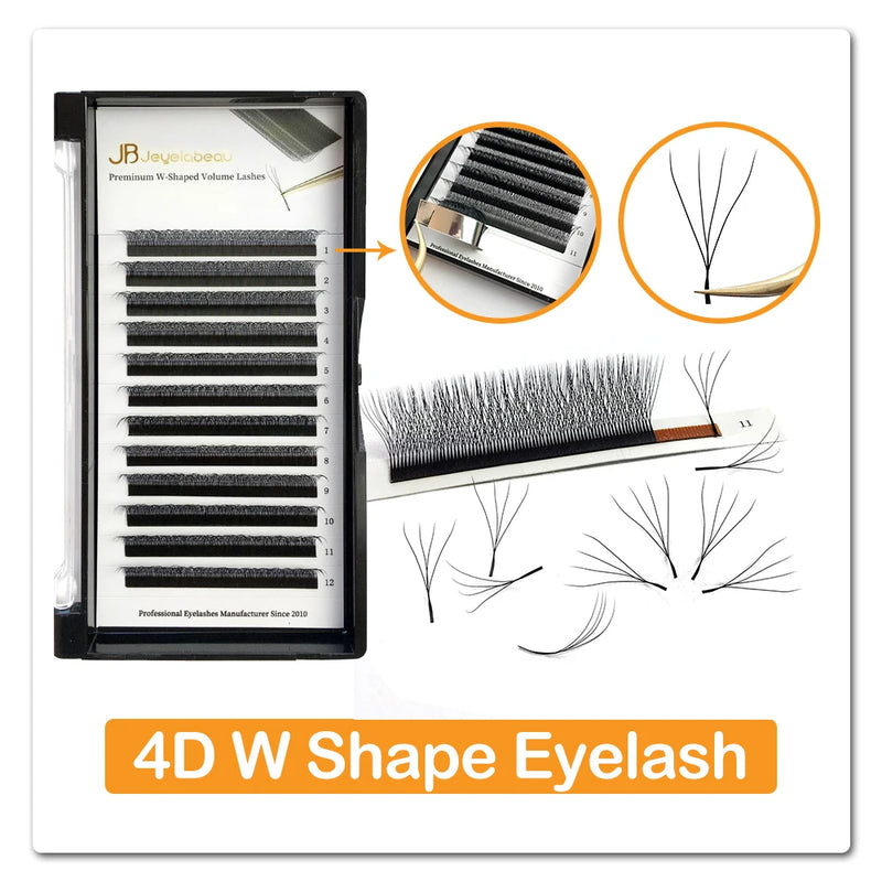 JB Jeyelabeau 3D-6D W Shape Premade Volume Fans – Soft, Natural Curl Eyelash Extensions