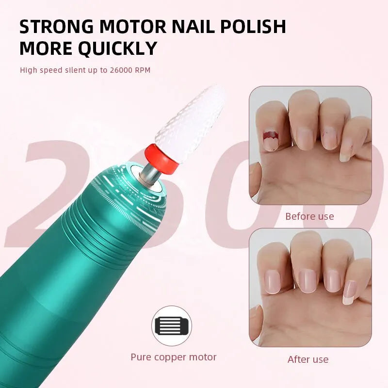 Wireless Nail Drill Pen USB Nail File Polishing Pen Rechargeable Nail Drill Machine Portable Drill