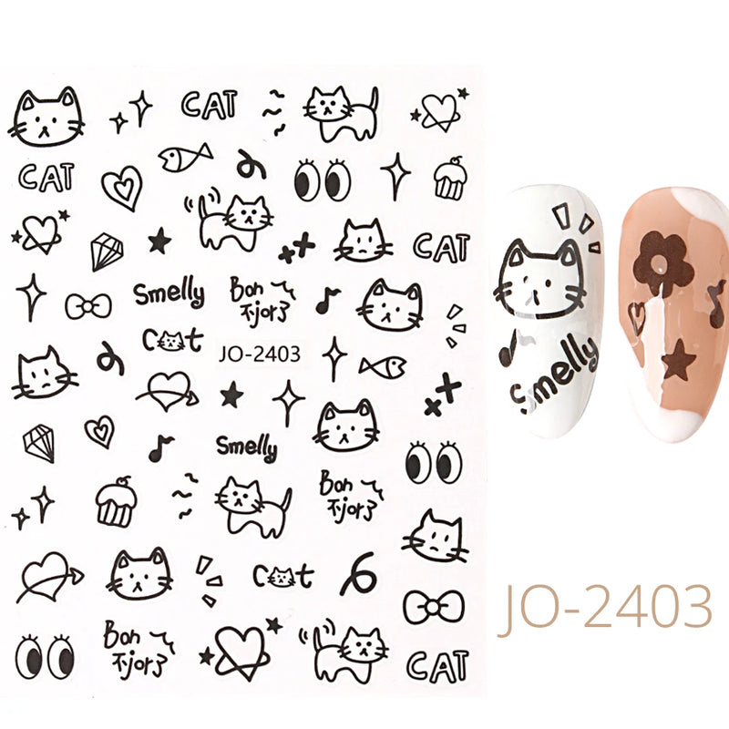 Cute 3D Cartoon Animal Nail Stickers – Dog, Cat & Bunny & More Self-Adhesive Manicure Decals