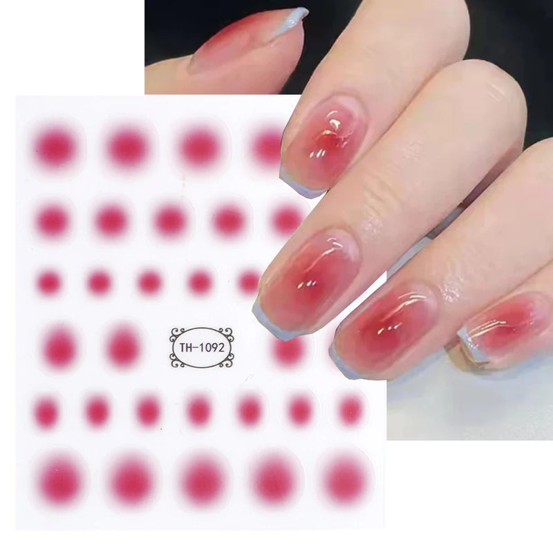 Gradient 3D Jelly Nail Stickers – Ombre Red & Pink Blush Translucent Gel Polish Wraps & More