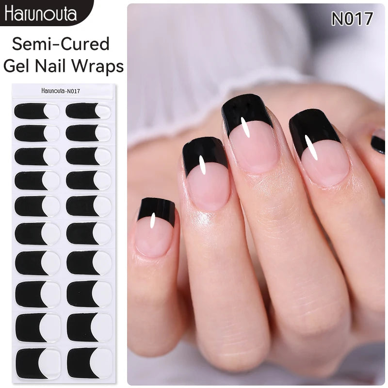 Harunouta Milky Jelly White Semi-Cured Gel Nail Wraps – 20 Tips