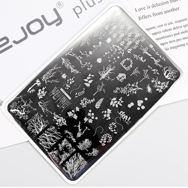 14.5x9.5cm French Snowflakes Nail Stamping Plate – Stainless Steel Nail Art Design Template Tool