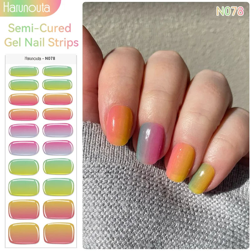 Harunouta Milky Jelly White Semi-Cured Gel Nail Wraps – 20 Tips