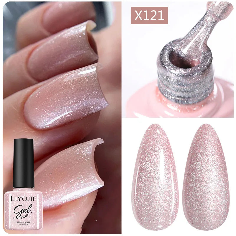 LILYCUTE 8ml Pink Dried Flower Gel Nail Polish – Natural Flower Fairy Nail Art & More