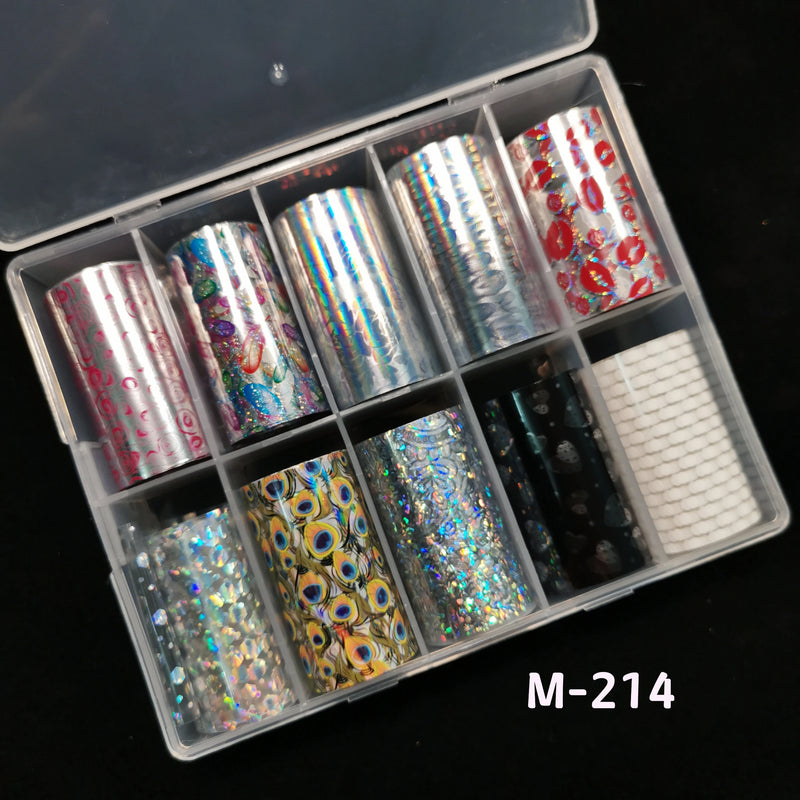 1Box Golden Marbling Stone Nail Foils for Transfer Paper Abstract Stickers Sliders Nails Wraps DIY