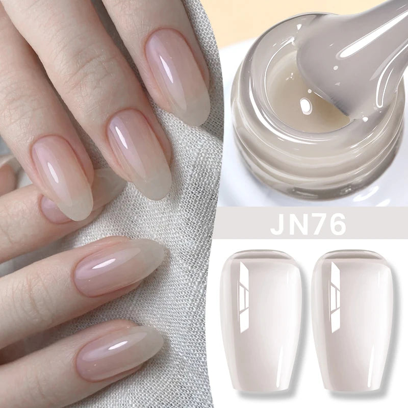 BORN PRETTY Jelly Nude Gel Nail Polish 10ml - Light Pink Peach Translucent UV Gel Varnish