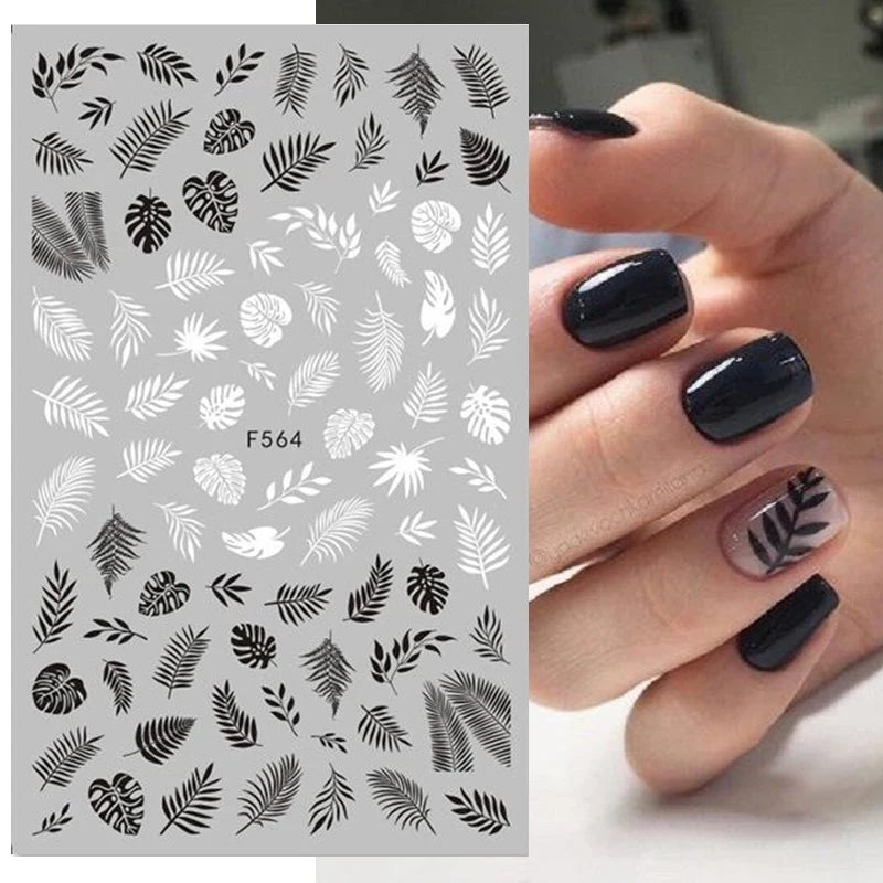 3D Fashion Poster Portrait Flower Nail Art Stickers – DIY Nail Decals