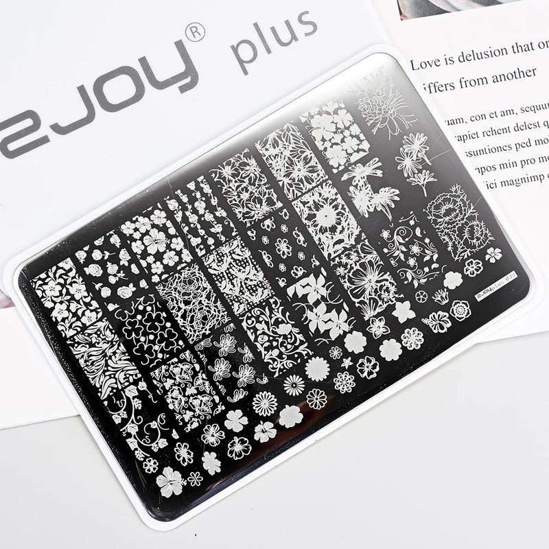 14.5x9.5cm French Snowflakes Nail Stamping Plate – Stainless Steel Nail Art Design Template Tool