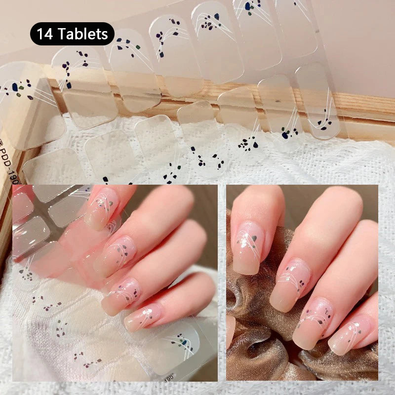 Pink Nude Full Cover Nail Stickers – Gradient Self-Adhesive Nail Wraps