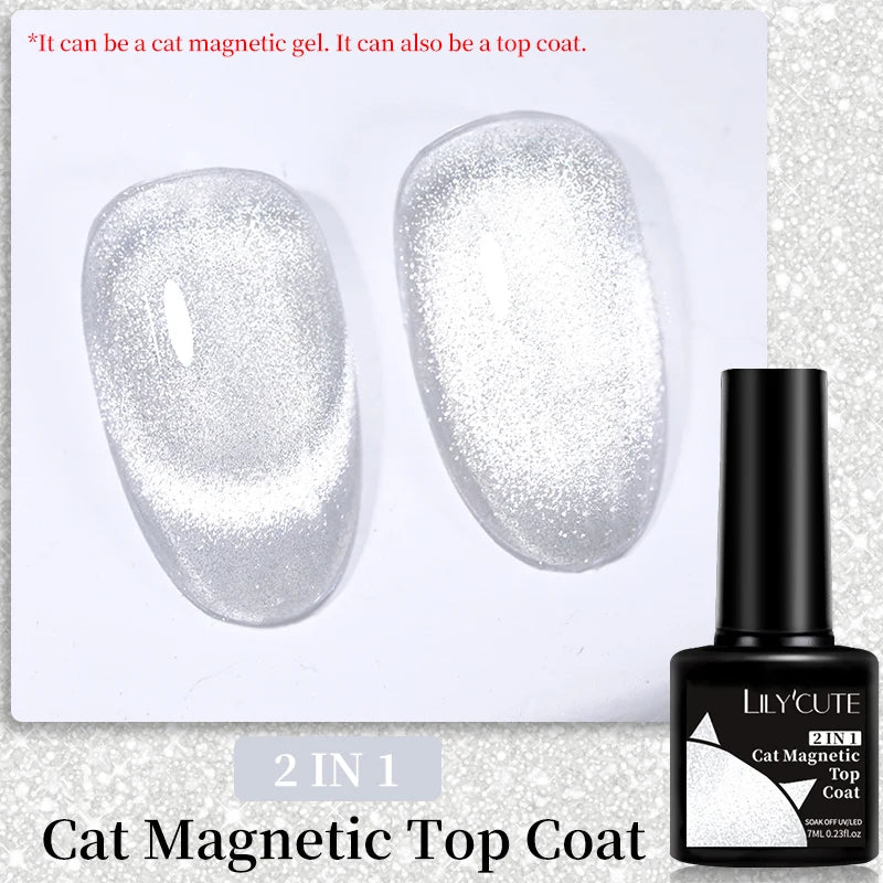 LILYCUTE 7ml Laser Cat Magnetic Gel Nail Polish – Blue Purple Gel Varnish for UV/LED Nail Art