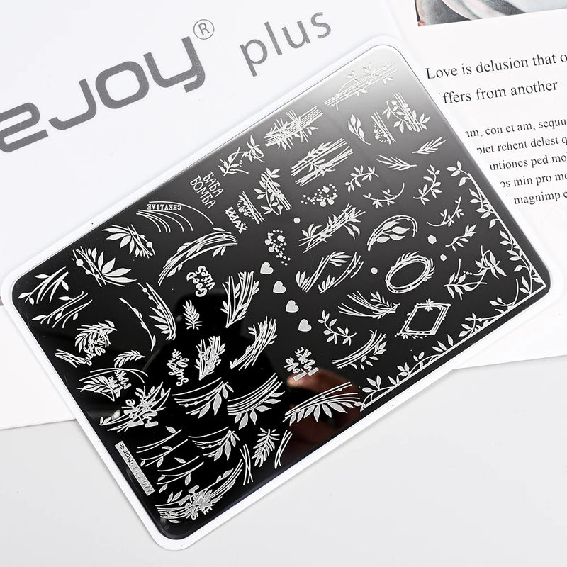 14.5x9.5cm French Snowflakes Nail Stamping Plate – Stainless Steel Nail Art Design Template Tool