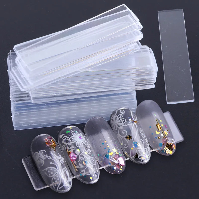 1 Set False Nail Tips Nail Art Display Stand Transparent Practice Acrylic Gel Polish Holder Strip