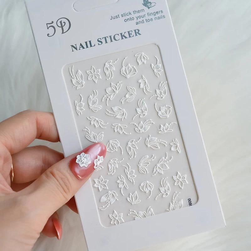 PC 3D Macaron Flower/Fruit Nail Charms Sticker - Embossed Designs Slider Decals