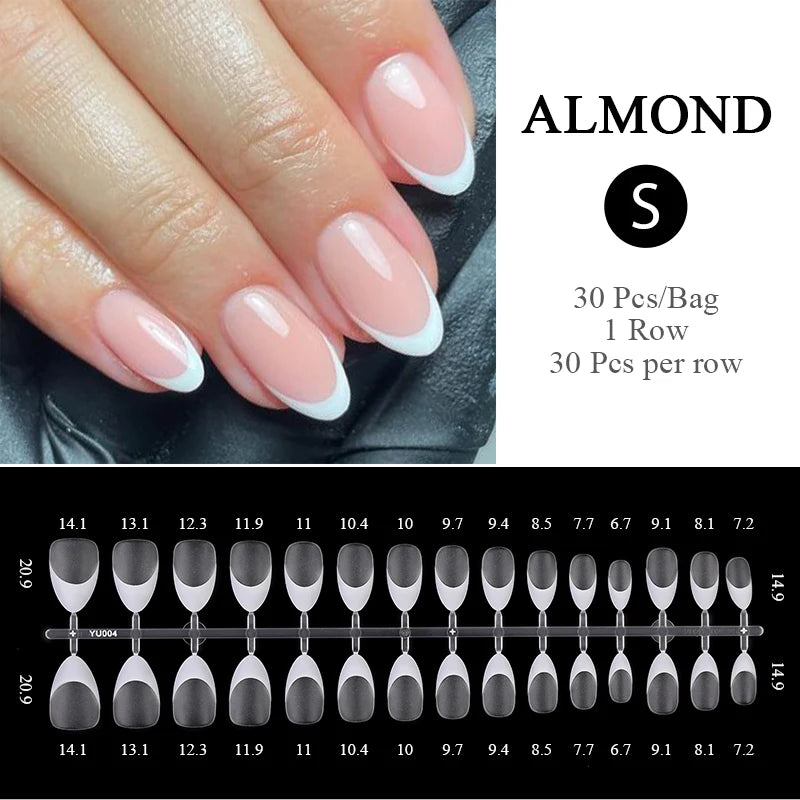 30Pcs French Gradient Short Coffin Nails – Nude Colour Full Cover Press-On Fake Nails