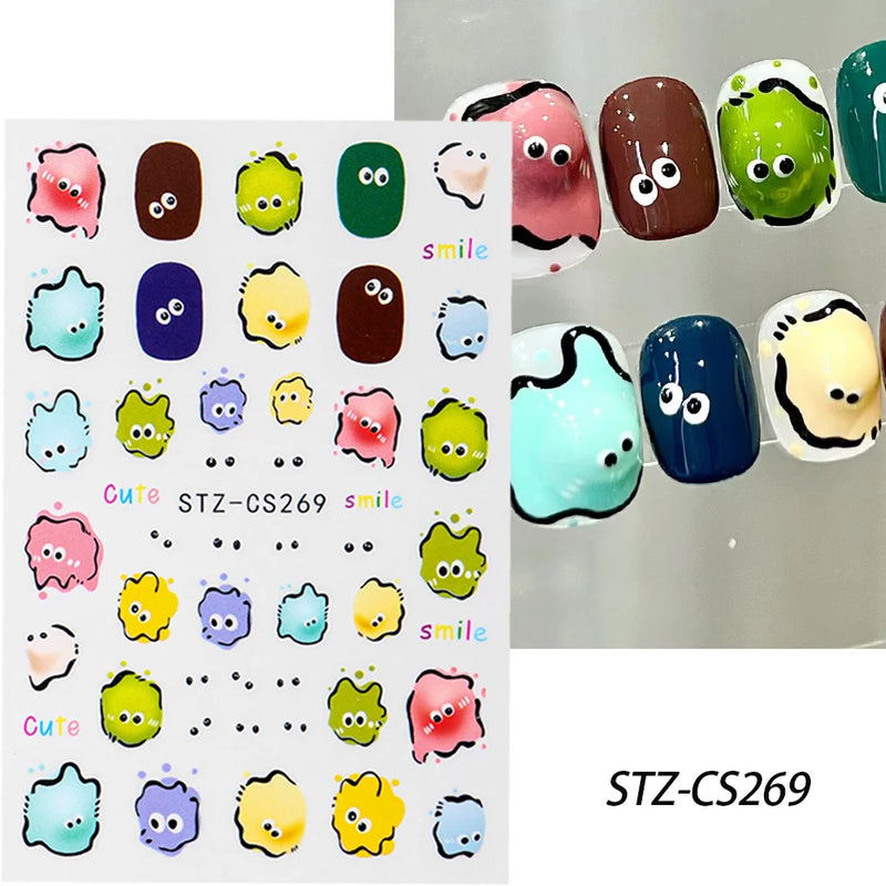 Cute 3D Cartoon Animal Nail Stickers – Dog, Cat & Bunny & More Self-Adhesive Manicure Decals