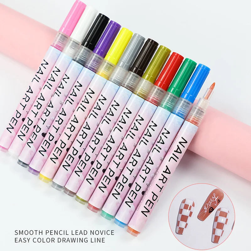 Waterproof Nail Art Drawing Pens – Acrylic Liner for DIY 3D Designs, Fine Patterns & Graffiti