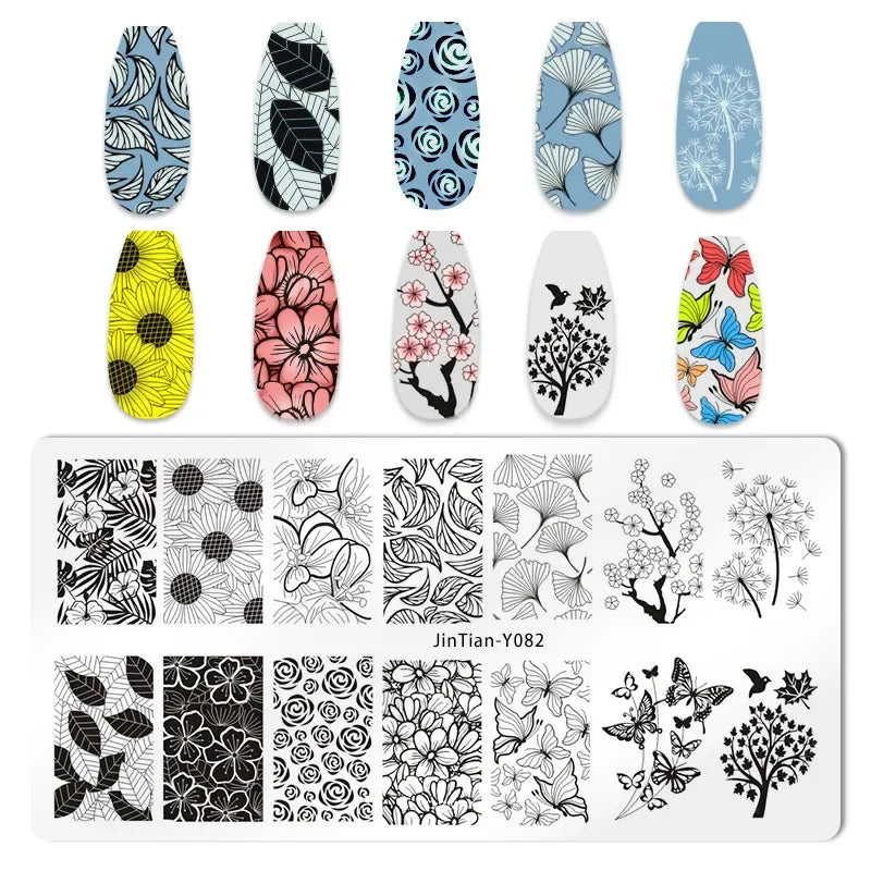 Nail Stamping Plates – Animal Prints, Letters, Hearts, Flowers & More – Stencil for Nail Art Designs